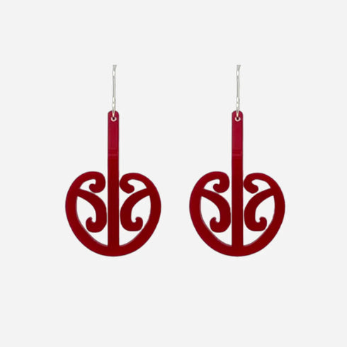 Earrings Mangopare Red Clear Medium-Nichola-Matakana Pharmacy