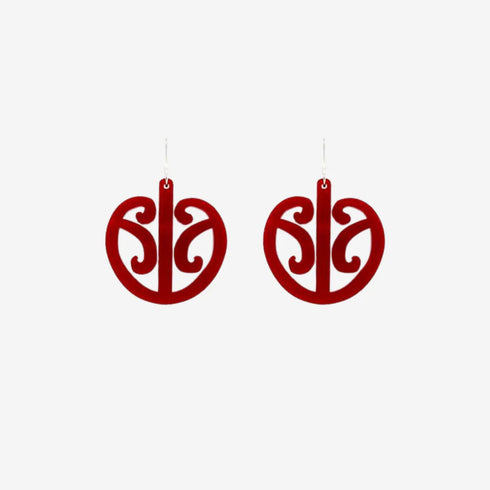 Earrings Mangopare Red Clear Small-Nichola-Matakana Pharmacy