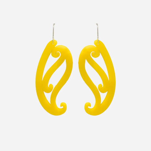 Earrings - Tupua?rangi Ngutu Ka?ka? Yellow Solid-Nichola-Matakana Pharmacy
