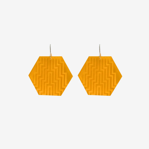 Earrings - Poutama I Orange Clear-Nichola-Matakana Pharmacy