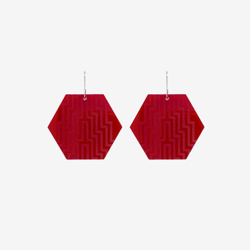 Earrings - Poutama I Red Clear-Nichola-Matakana Pharmacy
