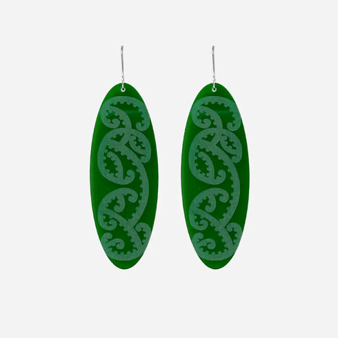 Earrings - Ko?whaiwhai Green Clear-Nichola-Matakana Pharmacy
