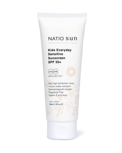 image of NATIO Kids Everyday Sensitive Sunscreen SPF50+ 100ml Tube