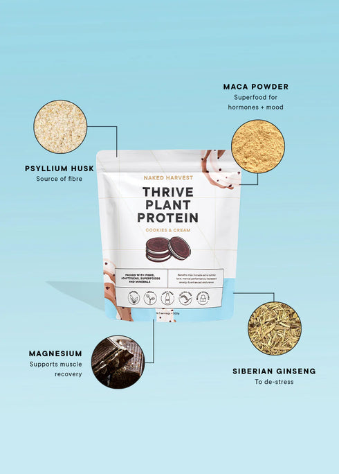 Thrive Plant Protein Cookies & Cream 500g-Nu Harvest-Matakana Pharmacy