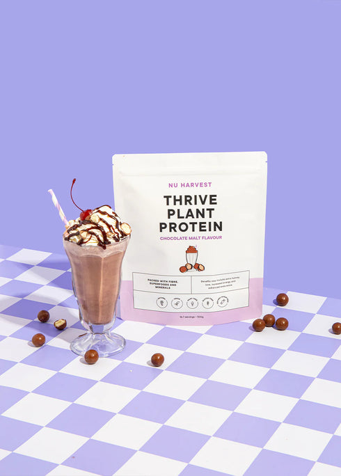 Thrive Plant Protein Choc Malt 500g-Nu Harvest-Matakana Pharmacy