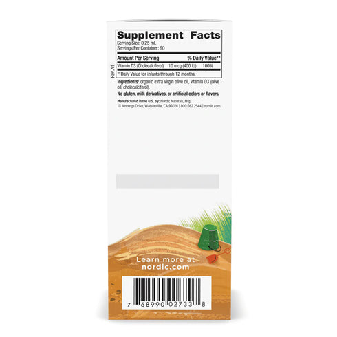 Baby's Vitamin D3 Liquid Unflavoured 22ml-Nordic Naturals-Matakana Pharmacy