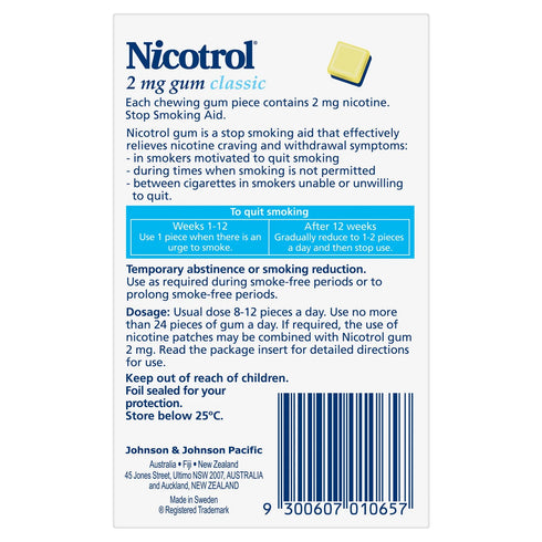 Nicotrol Chewing Gum 2mg Classic 105 Pieces-Pfizer Pharmaceuticals-Matakana Pharmacy