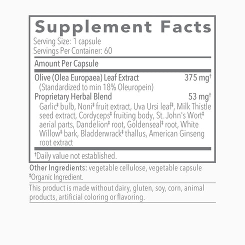 Image of Olivirex 60caps supplement facts