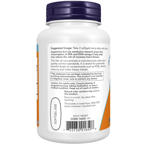 Omega-3 Fish Oil Molecularly Distilled 100 Softgels-NOW Supplements-Matakana Pharmacy