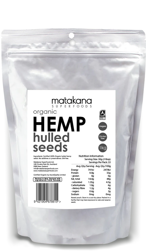 Hemp Seeds Hulled Organic 1kg-Matakana Superfoods-Matakana Pharmacy