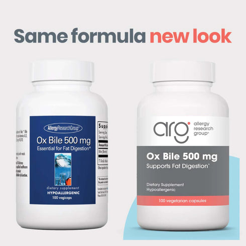 Ox Bile 500mg 100 Capsules | Allergy Research Group
