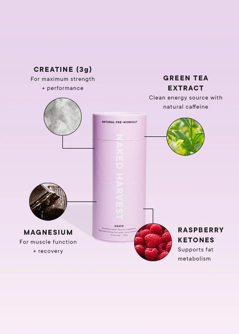 Pre Workout Juicy Grape 250g-Nu Harvest-Matakana Pharmacy