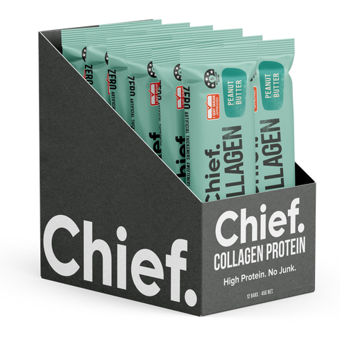 Collagen Protein Bar Peanut Butter Box 12 x 45g-Chief-Matakana Pharmacy
