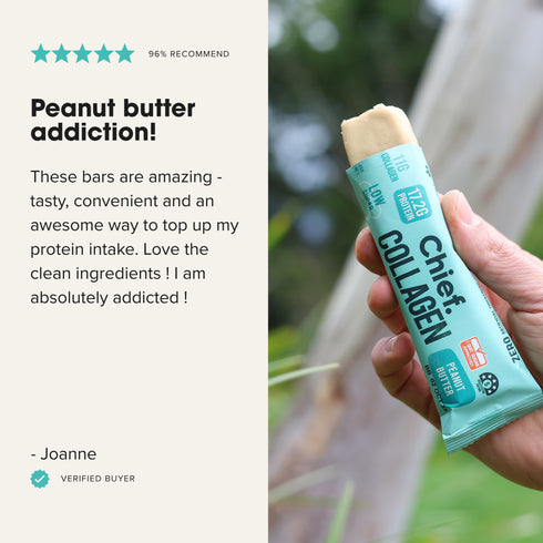 Collagen Protein Bar Peanut Butter Box 12 x 45g-Chief-Matakana Pharmacy