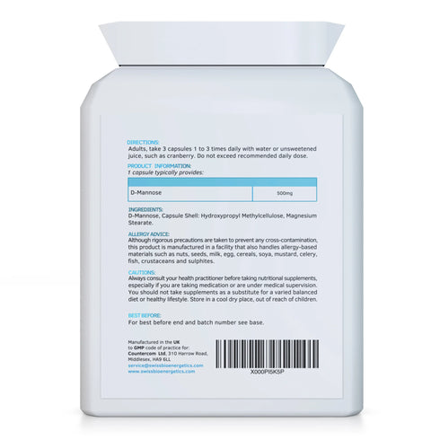 Precision D Mannose 500mg 90 Capsules-Swiss Bioenergetics-Matakana Pharmacy