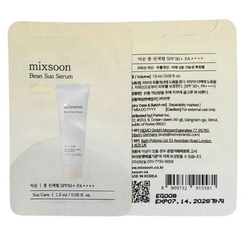Bean Sun Serum Sample 1.5ml-Mixsoon-Matakana Pharmacy