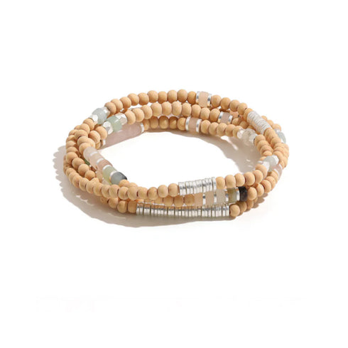Blush & Silver Bracelet / Wooden Necklace-Queen Of The Foxes-Matakana Pharmacy