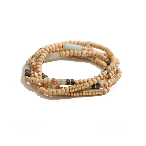 Dusky & Gold Bracelet / Wooden Necklace-Queen Of The Foxes-Matakana Pharmacy