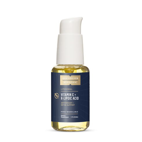 image of liposomal Vitamin C + R-Lipoic Acid from quicksilver scientific. Provides superior absorption for detox & immunity support.