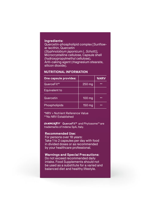 Image of the side of the box showing ingredients and reccomended dose