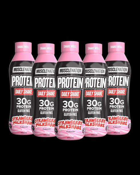 Protein Daily Shake Box of 12 Strawberry Milkshake 12 x 400ml-Muscle Nation-Matakana Pharmacy