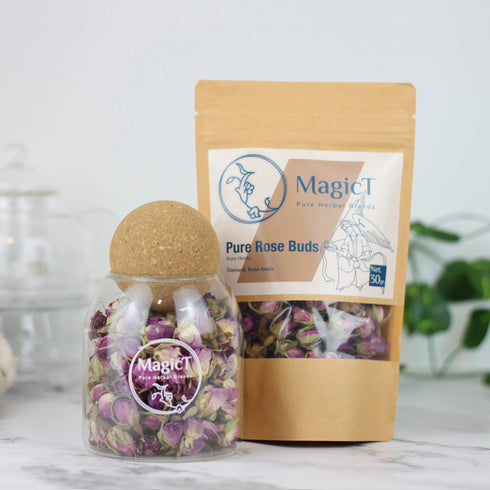 MagicT Pure Rose Buds Tea Glass Jar 60g-Magic T-Matakana Pharmacy