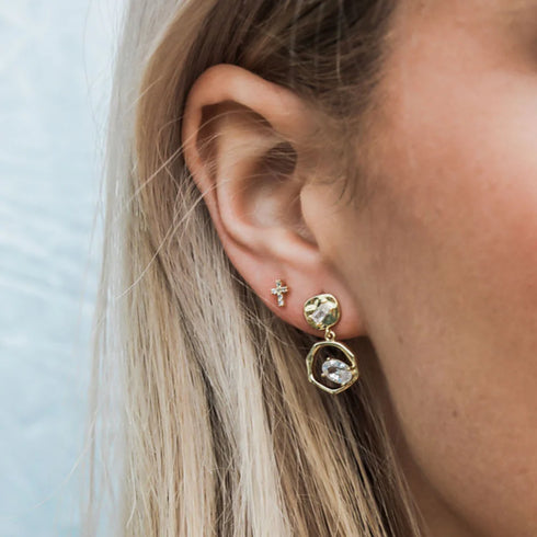 Earrings - Rough Diamond Drop Earrings-Queen Of The Foxes-Matakana Pharmacy