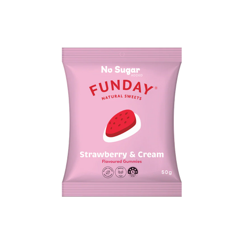 Strawberry & Cream 50g | Funday Natural Sweets-FUNDAY-Matakana Pharmacy