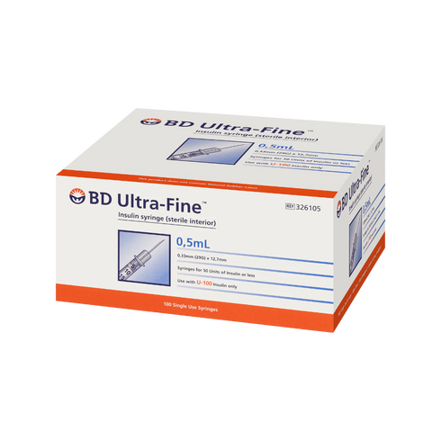 BD Syringe 0.5ml Ultra Fine 29guage x12.7mm 100 pack-BD-Matakana Pharmacy