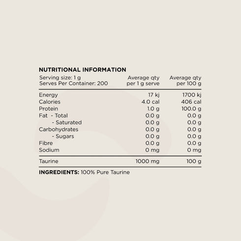 Switch Essentials Taurine Powder 200g-Switch Nutrition-Matakana Pharmacy