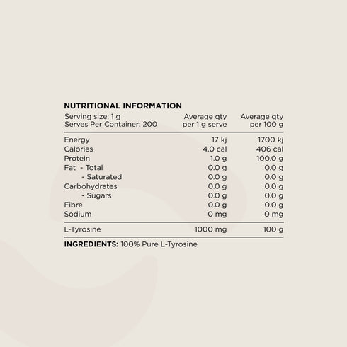Switch Essentials Tyrosine Powder 200g-Switch Nutrition-Matakana Pharmacy