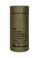 Green cylindrical container with text about a mushroom blend on a white background