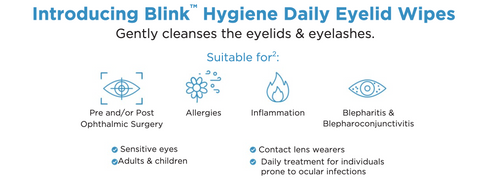 Blink Hygiene Daily Eyelid Wipes 20 Pack | with Hyaluronic Acid & Aloe Vera