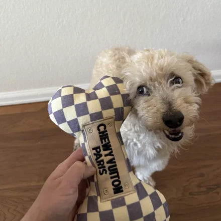 Checker Chewy Vuiton Bones Squeaker Dog Toy XL-Haute Diggity Dog-Matakana Pharmacy
