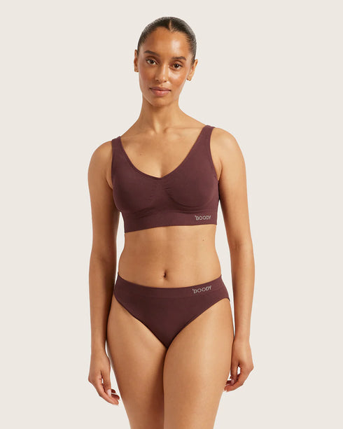 Seamfree Padded Crop Bra Mulberry Small-BOODY Organic Bamboo Wear-Matakana Pharmacy