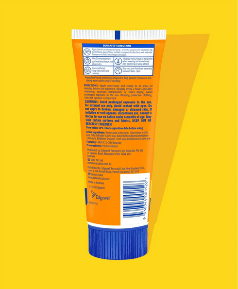 Image of Banana Boat Sport Tube SPF50+ 200g back of tube