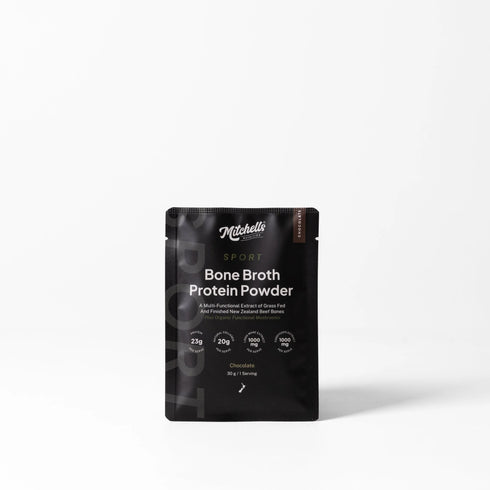 Sample Sport Bone Broth Protein Chocolate 30g-Mitchells Nutrition-Matakana Pharmacy