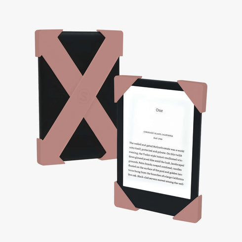 Strapsicle Kindle straps in Caramel fitted to an e-reader