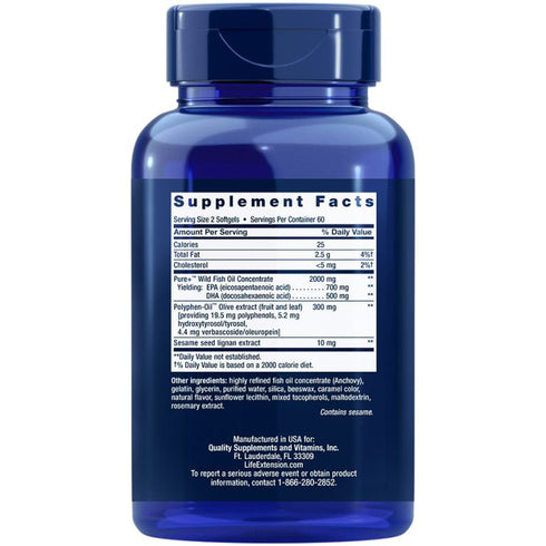 Super Omega-3 EPA/DHA W/Sesame Lignans & Olive Fruit 120 Softgels-Life Extension-Matakana Pharmacy