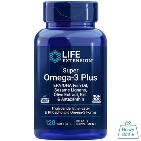 Super Omega-3 Plus EPA/DHA Fish Oil, Sesame Lignans, Olive Extract, Krill & Astaxanthin 120 capsules-Life Extension-Matakana Pharmacy