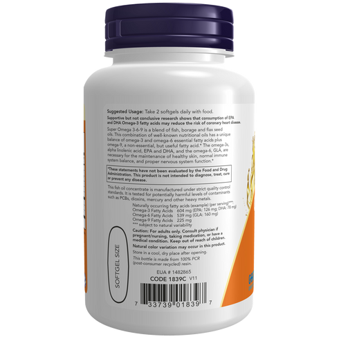 Super Omega 3-6-9 90 Softgels-NOW Supplements-Matakana Pharmacy