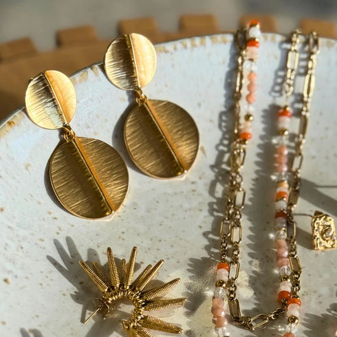 Earrings - Textured Disk-Queen Of The Foxes-Matakana Pharmacy