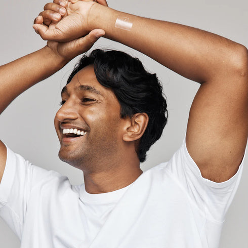 Image of a guy wearing the patch on his wrist