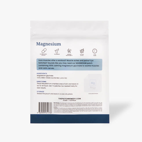 Image of the back of the pack of Magnesium Patches by The Patch Remedy