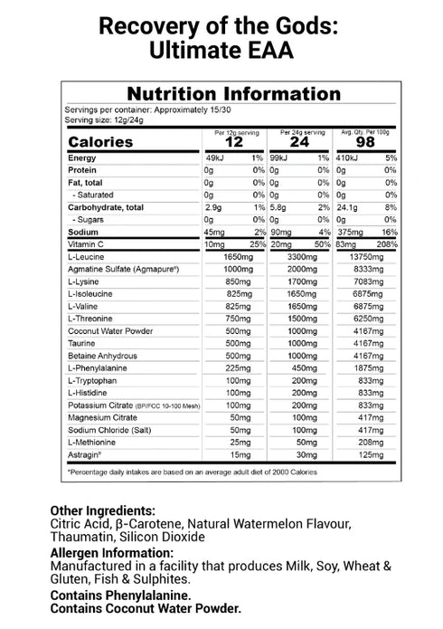 Recovery of The Gods EAA Recovery Aid Watermelon 360g-Hercules-Matakana Pharmacy