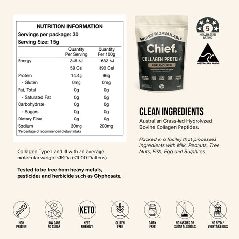 Collagen Protein Unflavoured Powder 450g-Chief-Matakana Pharmacy