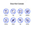 Allergen-free icons with labels for dairy, egg, fish, shellfish, peanuts, gluten, soy, and sesame on a white background.