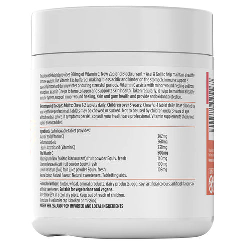 Vitamin C 500mg Black Currant Acai & Goji Chewables 200-Nutra-Life-Matakana Pharmacy