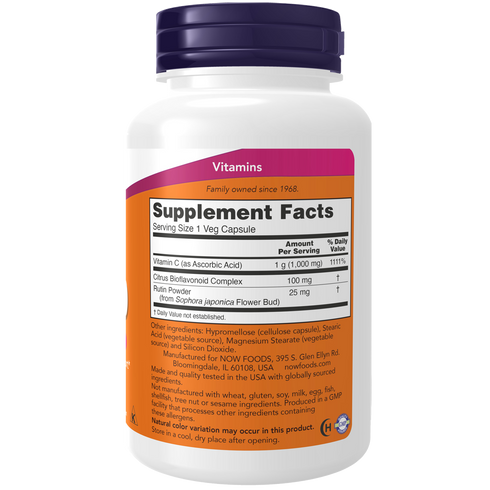 Vitamin C-1000 with 1000mg of Bioflavonoids 100caps-NOW Supplements-Matakana Pharmacy
