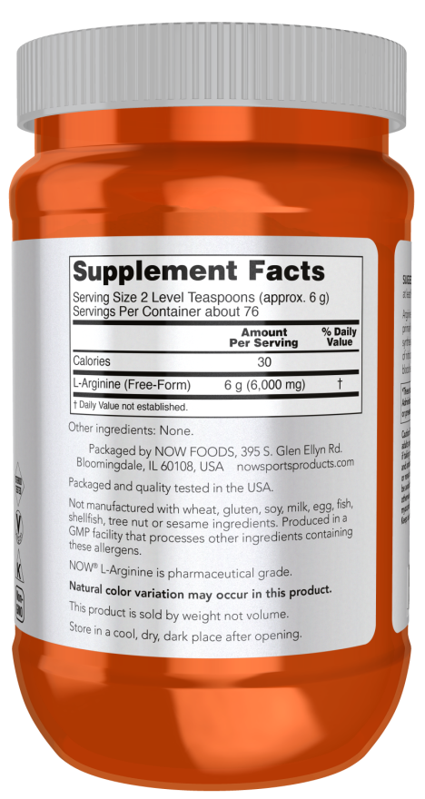Image of L-Arginine Powder 454g supplement facts
